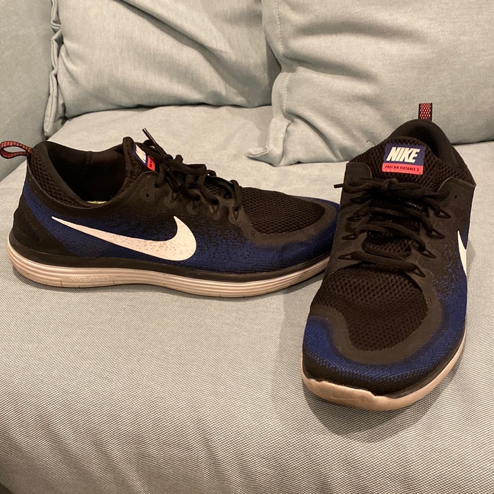 Nike Free Run Distance 2. Size 12. Black and Blue. Very comfortable